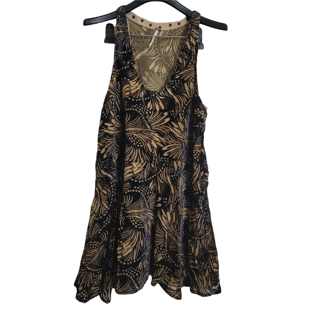 Free People Ellie Burnout Velvet V Neck Studded Flounce Lined Mini Dress XS